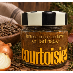Lentilles vertes, noix et de sel fumé en tartinable